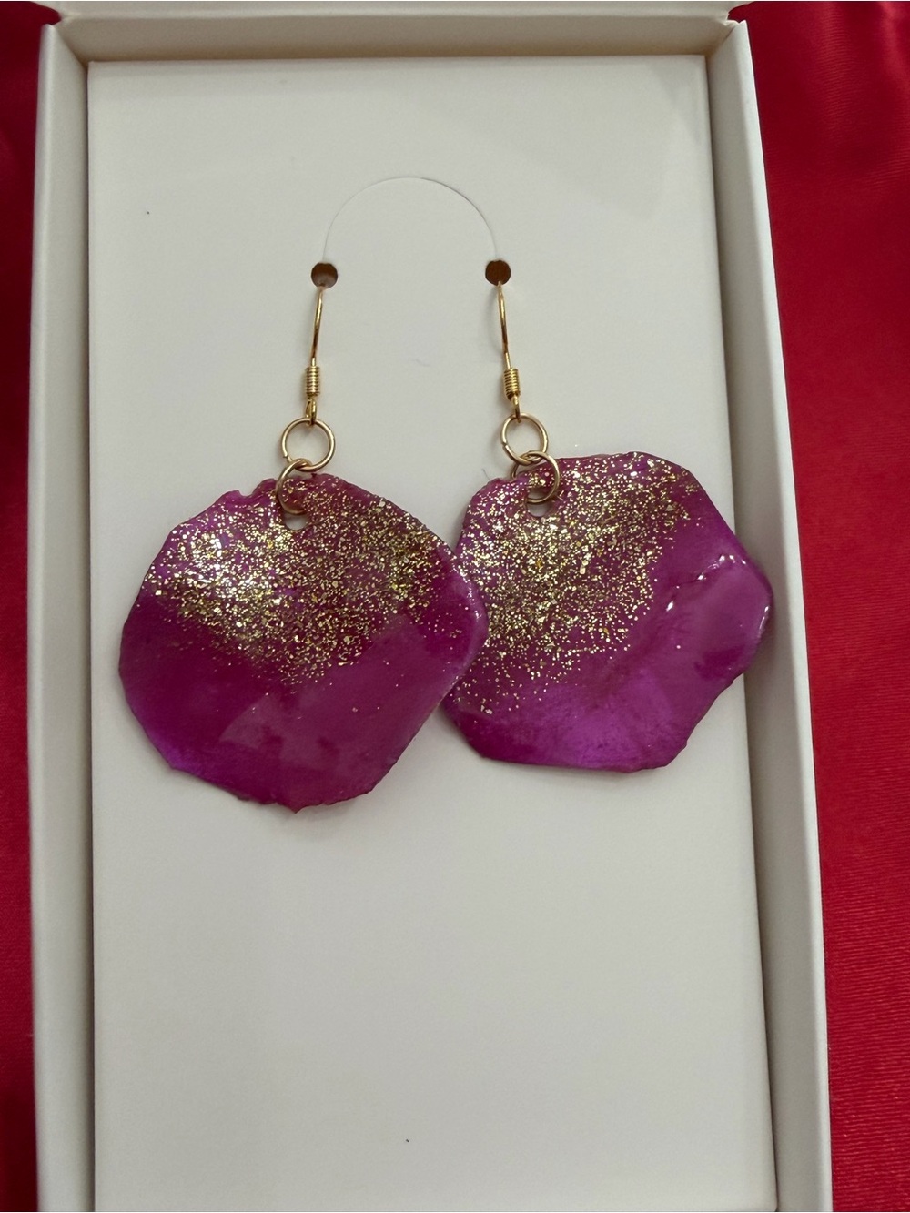 Real rose petal earrings
